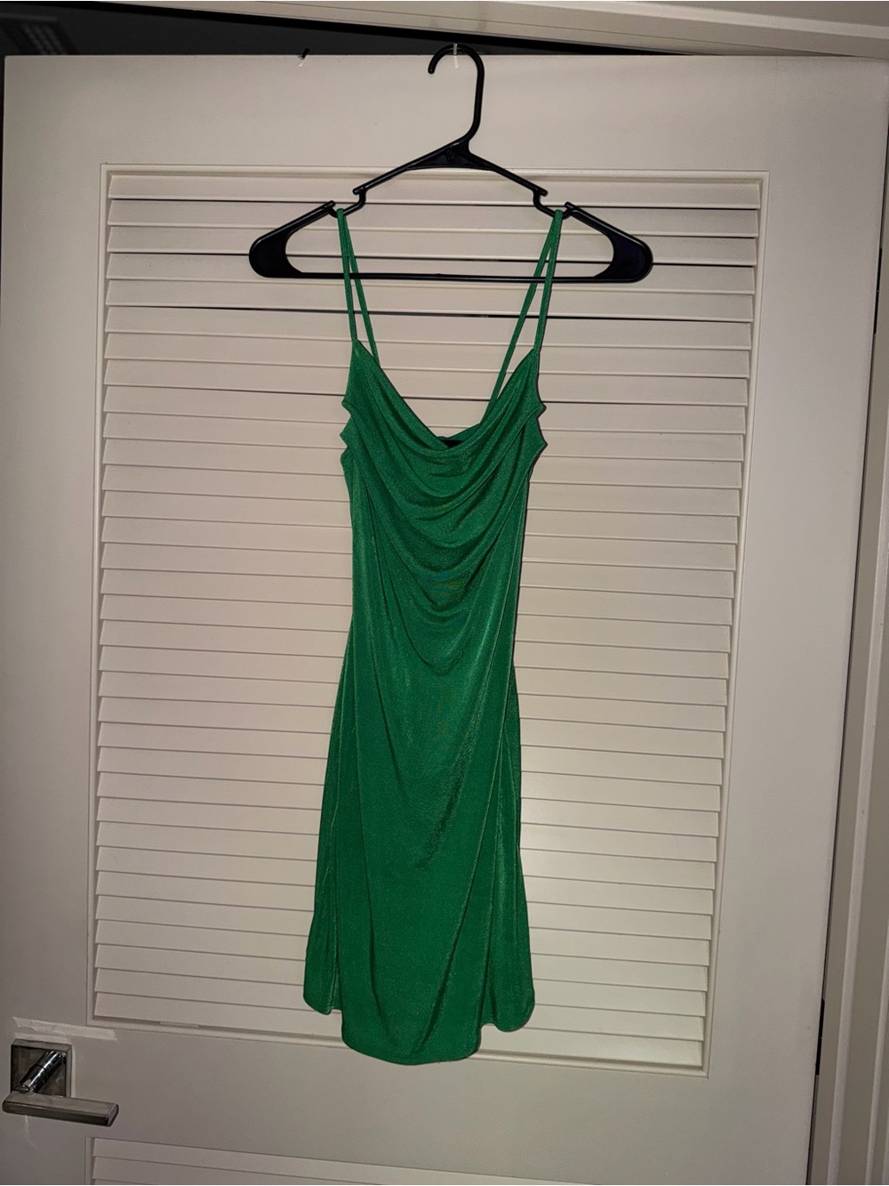 Draped Cowl Mini Dress in Emerald Green